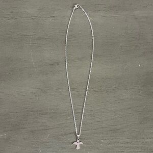 Stainless Steel Silver 1” Angel Guardian 17.5" Necklace Christian Faith Religion